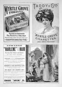 Een advertentiepagina in de Illustrated London News, kerstnummer, 1896