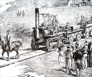 Een locomotief gebouwd door George Stephenson door Unbekannt