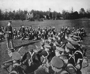 Een openluchtlezing in de parken, Oxford, 1915
