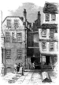 Oude huizen in de Tempel en het graf van Oliver Goldsmith, Londen, 1860 door Unbekannt