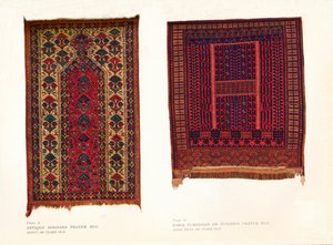 Antiek Bokhara gebedskleed en Sarik Turkoman of Punjdeh gebedskleed, ca. 1920 door Unbekannt