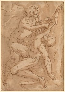 Apollo Villende Marsyas (recto) Twee Schetsen van een Moeder en Kind (verso), 16e eeuw door Unbekannt