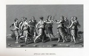 Apollo en de Muzen naar Giulio Romano door Unbekannt