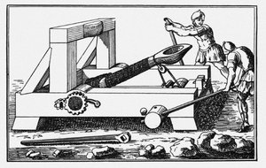 Archimedes Belegeringskatapult. Uit De Geschiedenissen door Polybius, 1727 door Unbekannt