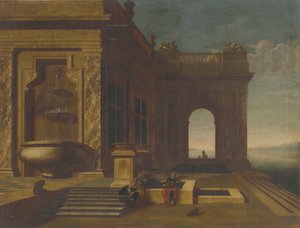 Architectuur van het paleis met stafage