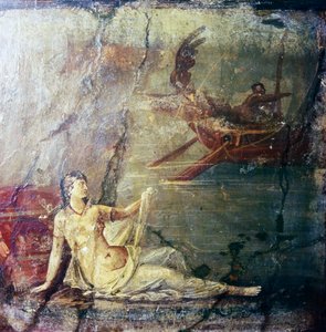 Ariadne verlaten door Theseus, Romeinse muurschildering uit Herculaneum, 1e eeuw door Unbekannt