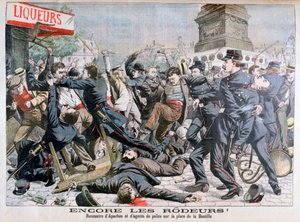 Gewapende criminelen vechten met de politie, Place de la Bastille, Parijs door Unbekannt