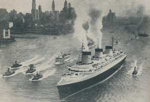 Aankomst in New York van de Normandie, 1936 door Unbekannt