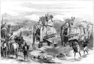 Aankomst van de Prins van Wales in Jummoo, Kasjmir, 1876 door Unbekannt