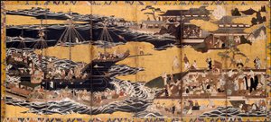Aankomst van de zuidelijke barbaren, ca. 1600 door Unbekannt