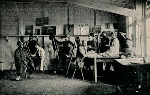 Kunstenaar krijgsgevangenen in hun studio in Giessen, ca. 1916 door Unbekannt