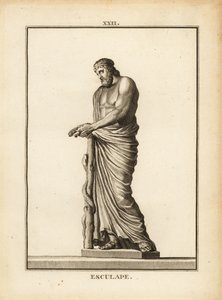 Asclepius, Griekse god van geneeskunde met slang-omwonden staf