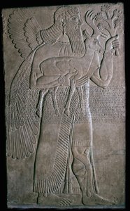Assyrisch reliëf van een gevleugeld figuur, 9e eeuw v.Chr.