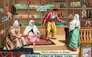 Bij een schoenmaker in Turkije, ca. 1900 door Unbekannt
