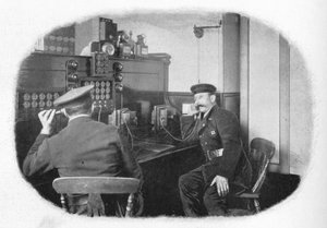 Aan de telefoon, Londense brandweer, ca. 1900-1901 door Unbekannt