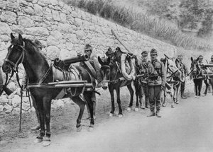 Oostenrijkse soldaten, Oostenrijks-Italiaanse oorlog, slag om de Isonzo, Eerste Wereldoorlog, 1915 door Unbekannt