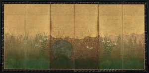 Herfstavond met Volle Maan op de Musashino Vlakte, begin 1600s door Unbekannt