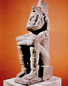 Azteekse sculptuur van een zittende mannelijke figuur, ca. 1375-1521 door Unbekannt