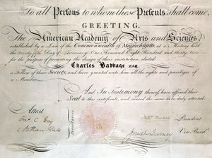Babbage Diploma van de American Academy of Arts and Sciences door Unbekannt