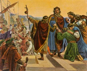 Barbarossa neemt afscheid voordat hij op kruistocht vertrekt, 1189, 1936 door Unbekannt
