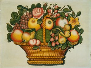 Mand met fruit en bloemen door Unbekannt