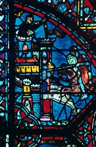 Slag om een stad, glas-in-lood, Kathedraal van Chartres, Frankrijk, ca. 1225 door Unbekannt