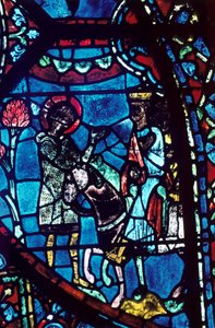 Baudoin vertelt Karel de Grote over de dood van Roland, glas-in-lood, Kathedraal van Chartres, 1194-1260 door Unbekannt