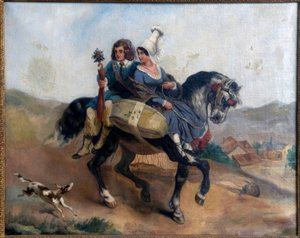 Boerenpaar te paard door Unbekannt