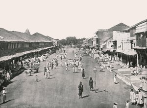 Bazaar scène, inheemse wijk, Calcutta, India, 1895 door Unbekannt