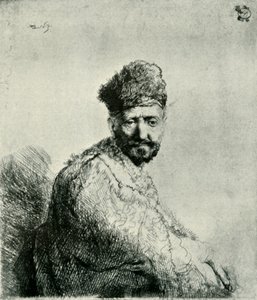Baardige man in een oosterse bontmuts en gewaad: de vader van de kunstenaar, 1631, 1906 door Unbekannt
