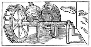 Balg bediend door een nokkenas aangedreven door een waterrad, 1540 door Unbekannt