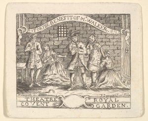 Benefietkaartje voor Walker, ca. 1735