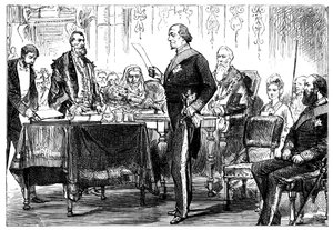 Benjamin Disraeli 1808-1881 ontvangt de vrijheid van de stad Londen, 1878