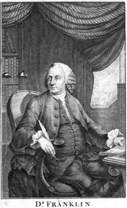 Benjamin Franklin, Amerikaanse wetenschapper, uitvinder en staatsman, eind 18e eeuw