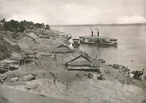 Bhamo - Irrawaddy Flotilla Poststoomboot bij de Ghat, 1900 door Unbekannt