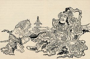 Bishamon en de Dienende Demon, 1886 door Unbekannt
