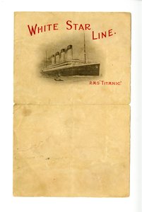 Leeg R.M.S Titanic briefpapier [gegeven aan de Hurds door een onbekende overlevende], ca. 1912 door Unbekannt