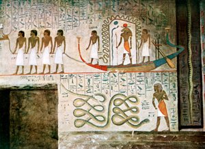 Bootscène, graven van de edelen, Thebe, Egypte door Unbekannt