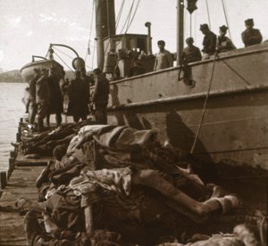 Lichamen van tyfus slachtoffers, Corfu, Griekenland, ca. 1915