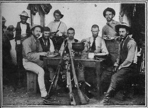 Boer telegrafisten aan de thee, 1900