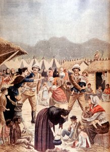 Boer vrouwen en kinderen in een Brits concentratiekamp in de Transvaal, Boerenoorlog door Unbekannt