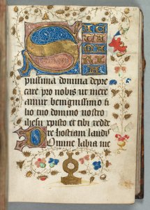 Getijdenboek Gebruik van Metz: Fol. 27r, Gedecoreerde Initialen, c. 1440 door Unbekannt
