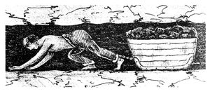 Jongen putter sleept een slee met kolen door een smalle naad, Zuid-Wales, 1848 door Unbekannt