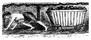 Jongen die een wagen met kolen trekt langs een 24 inch hoge naad, Halifax, Yorkshire, 1848 door Unbekannt