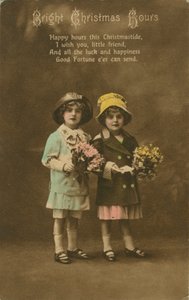 Heldere Kersturen vintage kerstkaart door Unbekannt