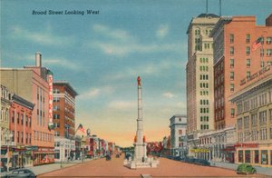 Broad Street, Kijkend naar het westen, Augusta, Georgia, 1943