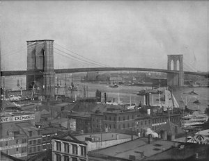 Brooklyn Bridge, New York, ca. 1897 door Unbekannt