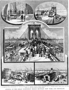 Brooklyn Suspension Bridge, New York, 1883 door Unbekannt