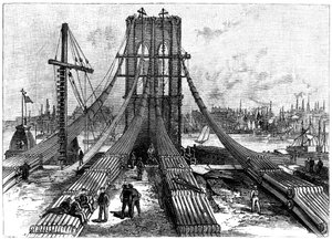 Brooklyn Suspension Bridge, New York, VS: kabelverankering aan de Brooklyn-kant, 1883 door Unbekannt