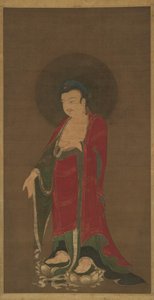 Boeddha Amitabha daalt neer uit zijn zuivere land